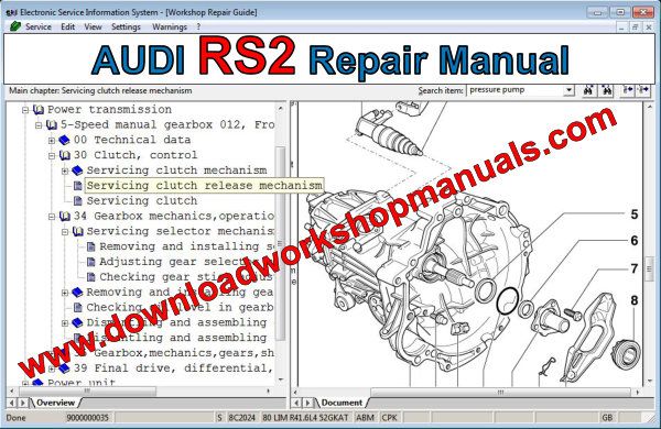 audi rs2 repair manual